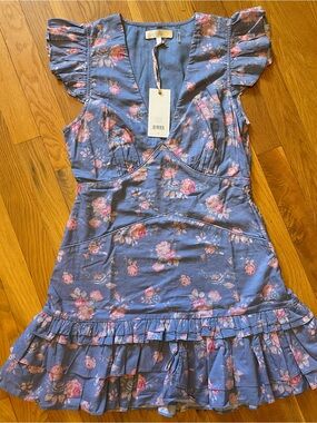 LoveShackFancy Arthur Mini Dress in Faded Denim NWT size 6